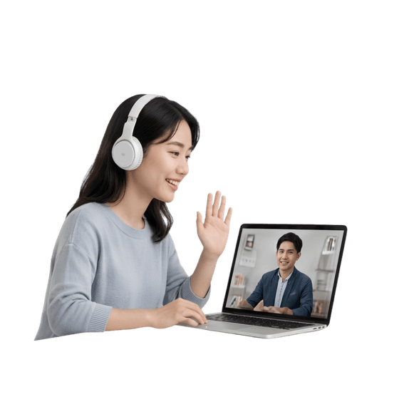 Student in a live video lesson with a tutor